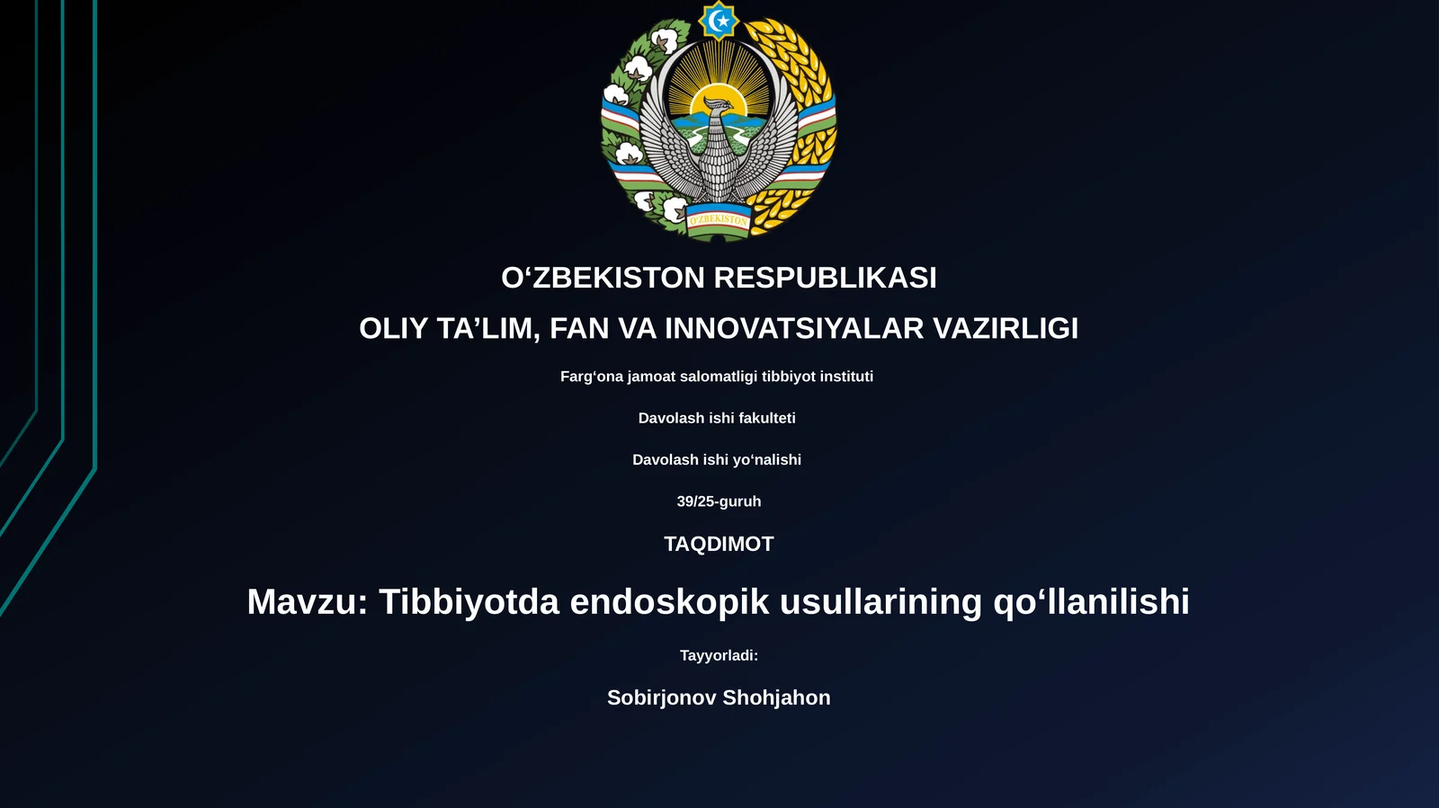 Tibbiyotda endoskopik usullarining qoʻllanilishi