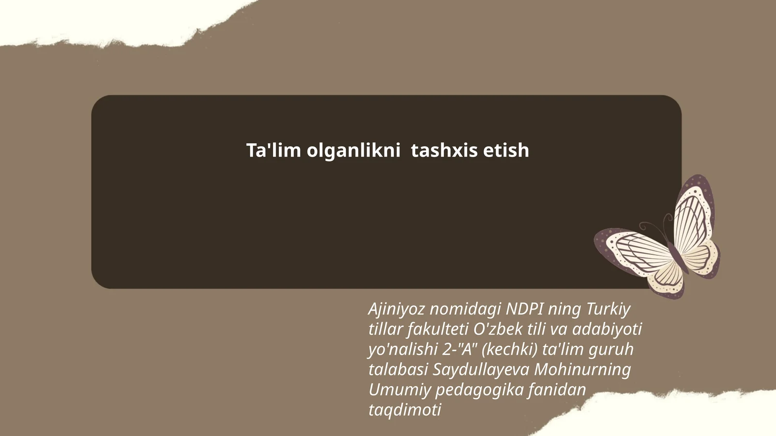 Ta'lim olganlikni tashxis etish