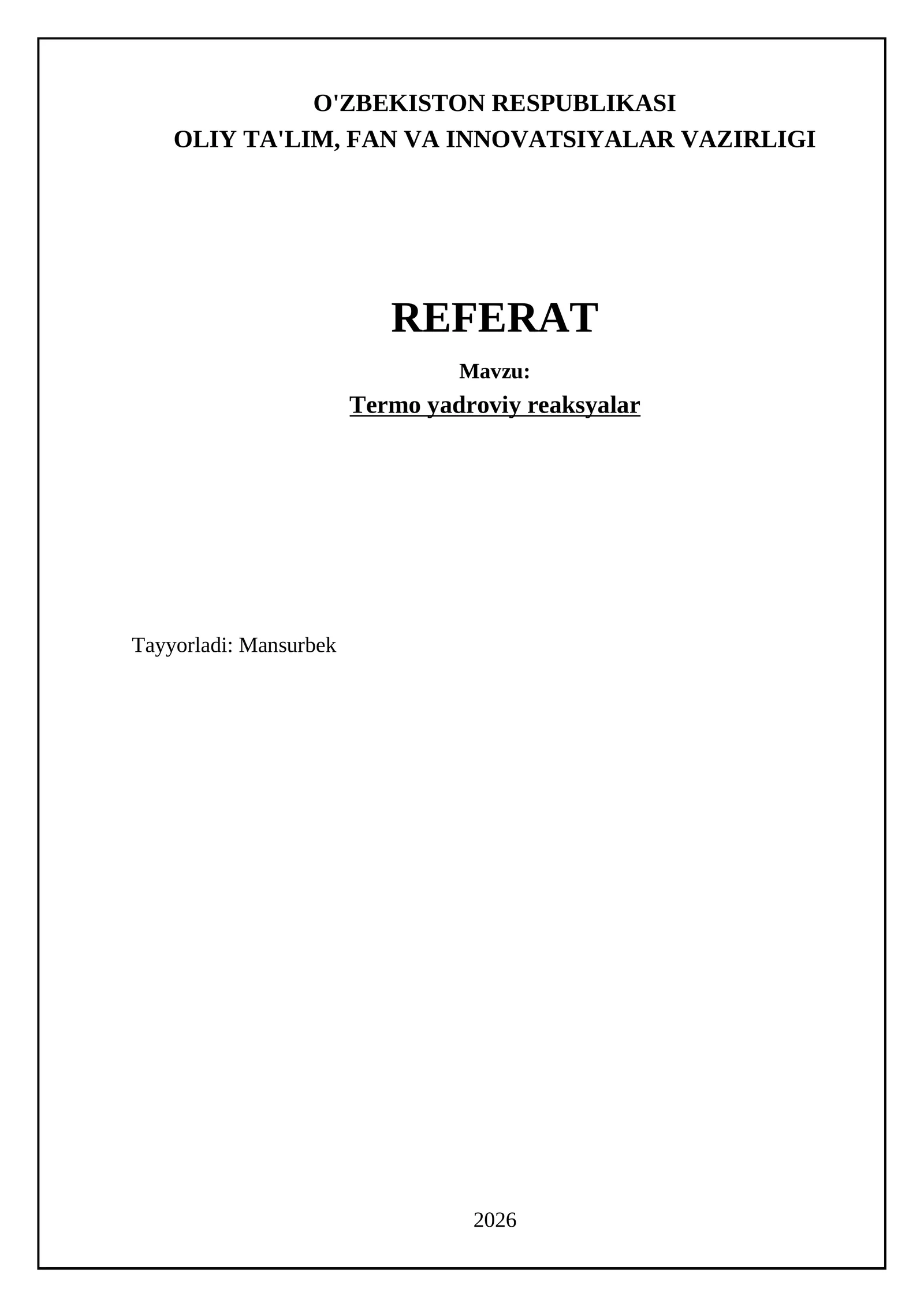 Termo yadroviy reaksyalar