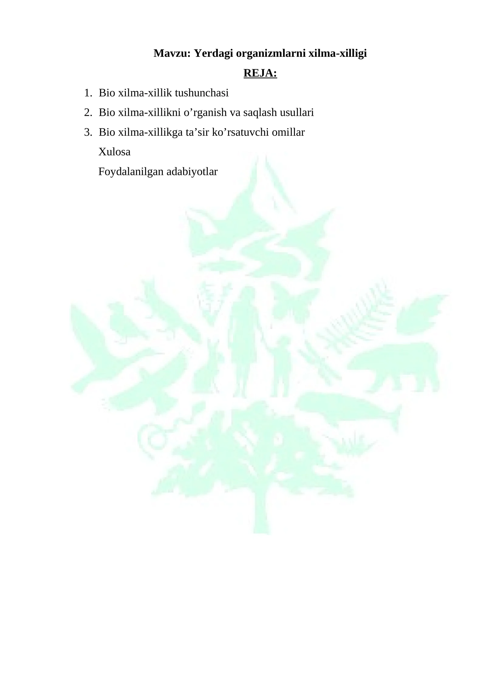 Yerdagi organizmlarni xilma-xilligi
