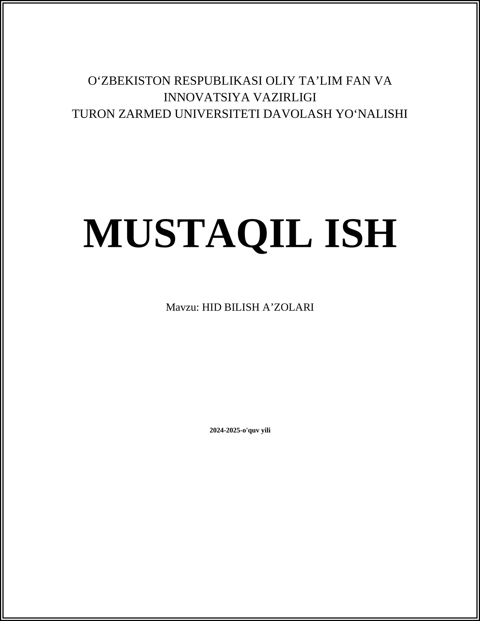 HID BILISH AʼZOLARI