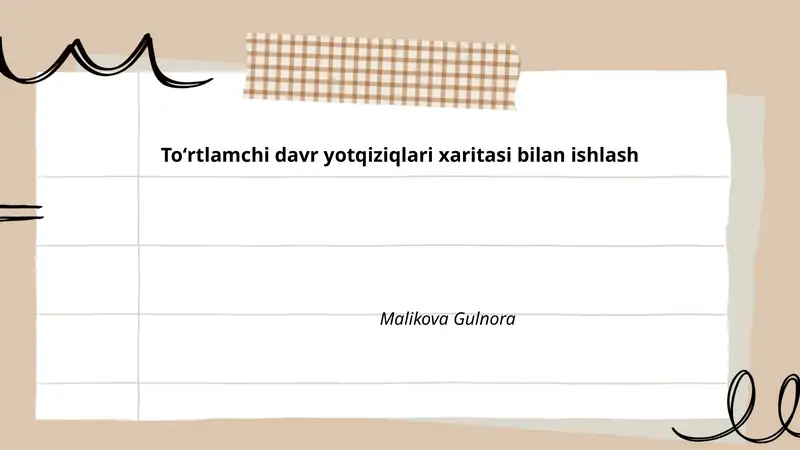 Toʻrtlamchi davr yotqiziqlari xaritasi bilan ishlash