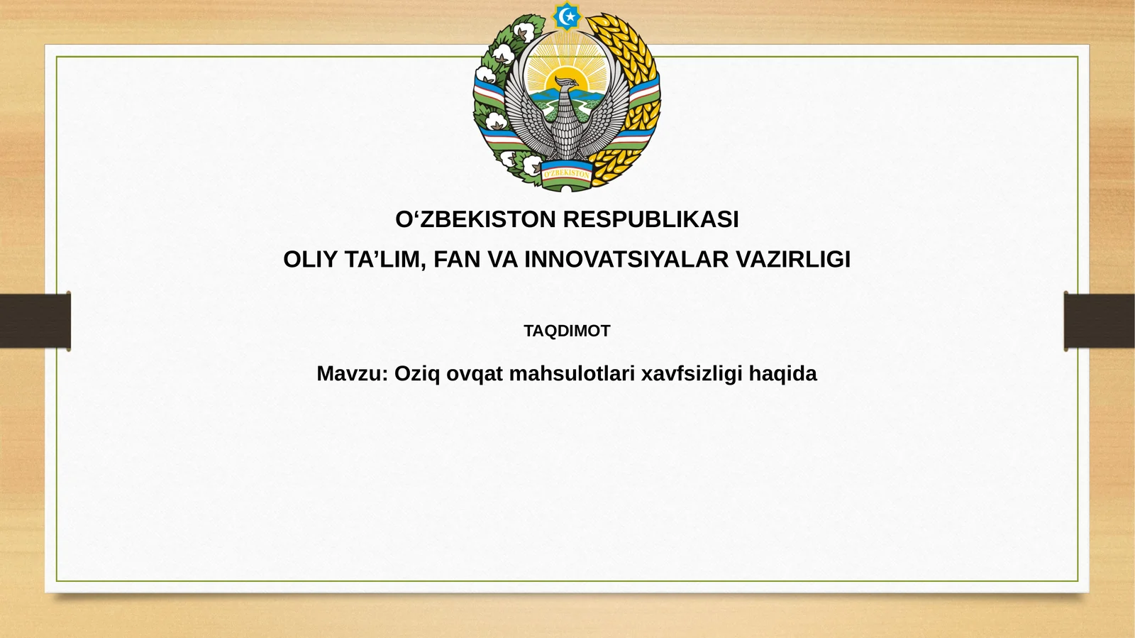 Oziq-ovqat mahsulotlari xavfsizligi haqida