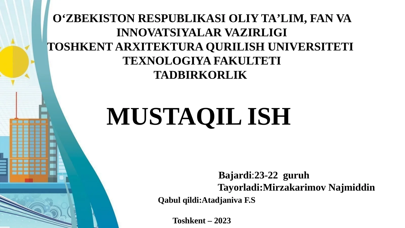 Intellektual mulk va inovatsion tadbirkorlik
