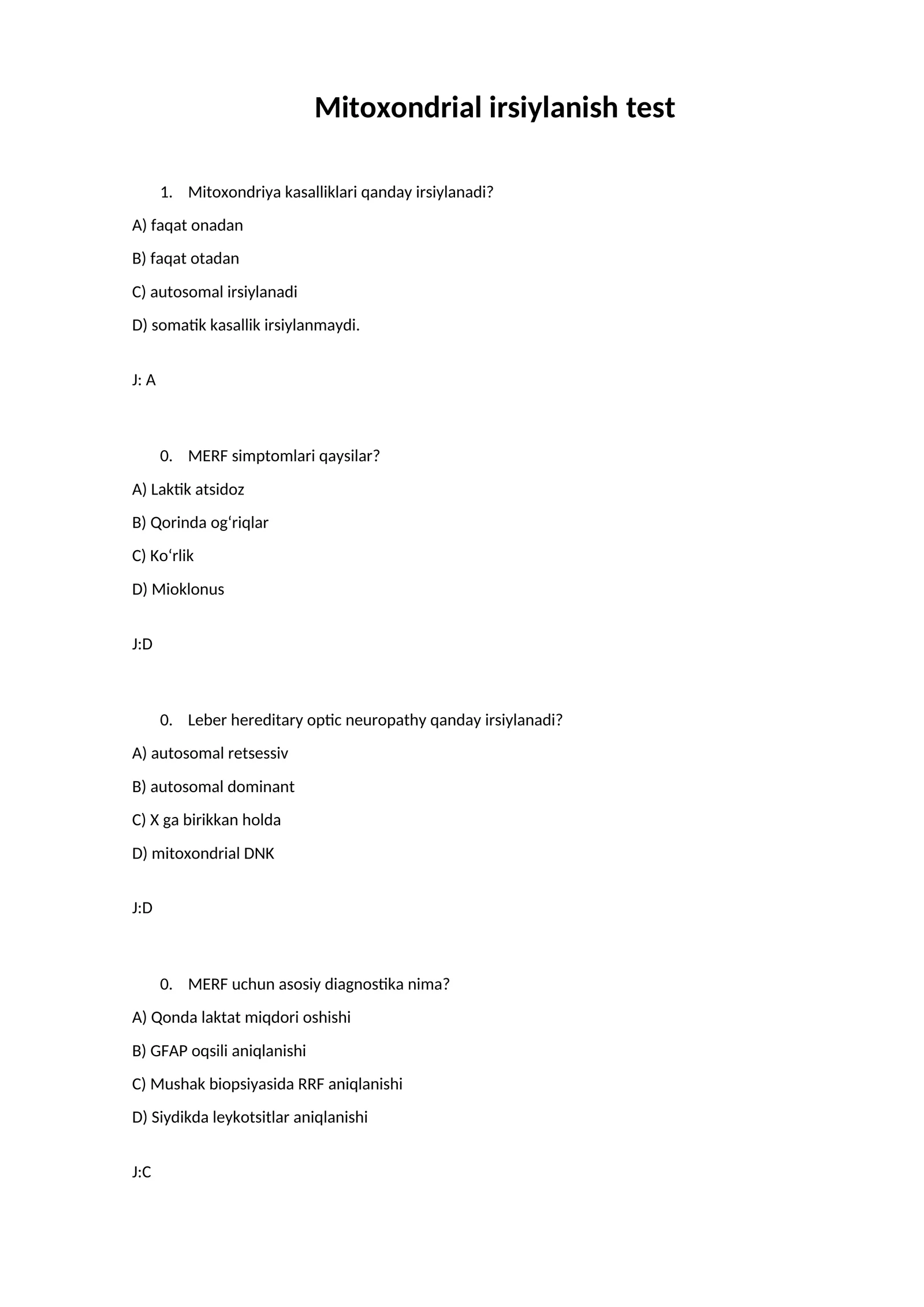 Mitoxondrial irsiylanish test