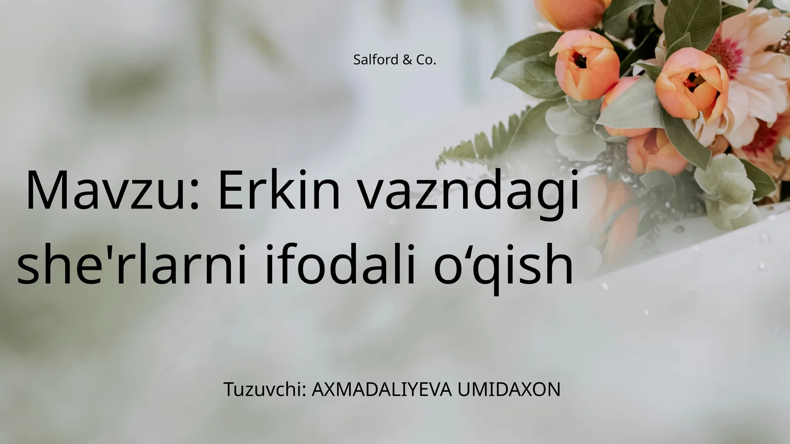 Erkin vazndagi she'rlarni ifodali o‘qish