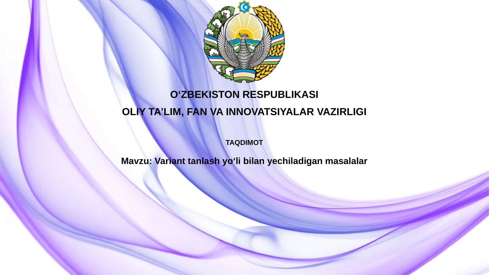 Varianttanlashyoʻlibilanyechiladiganmasalalar