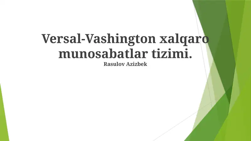 Versal-Vashington Xalqaro Munosabatlar Tizimi