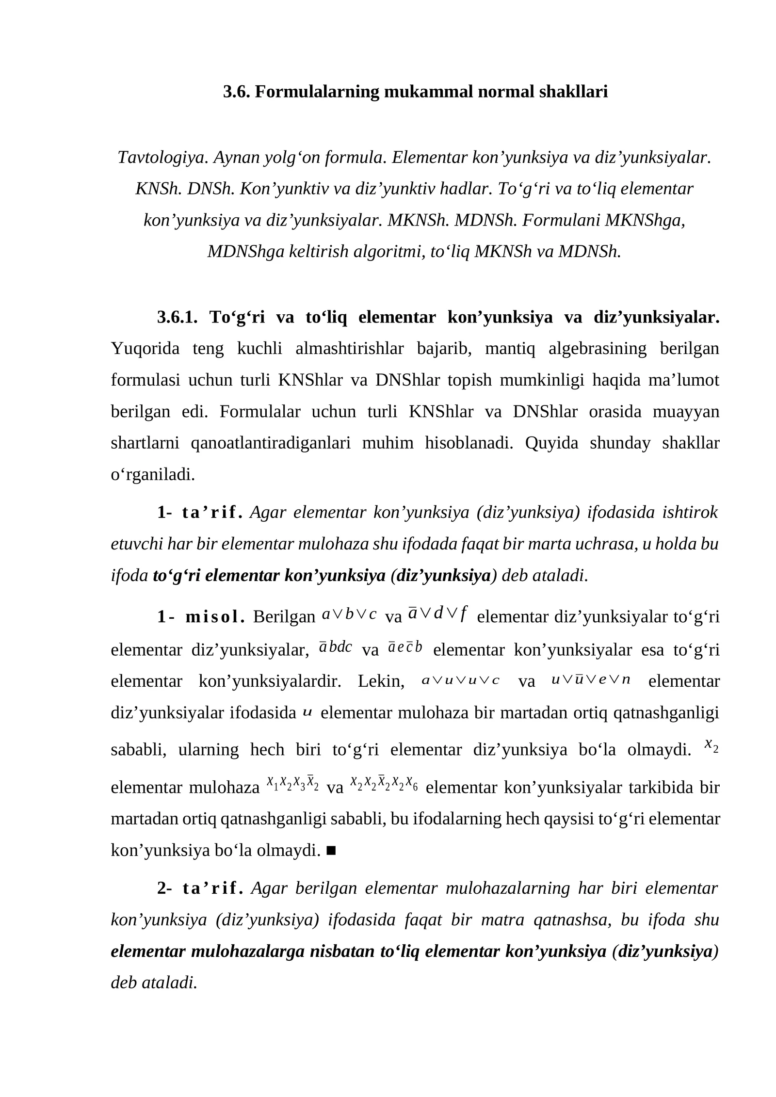 Formulalarning mukammal normal shakllari