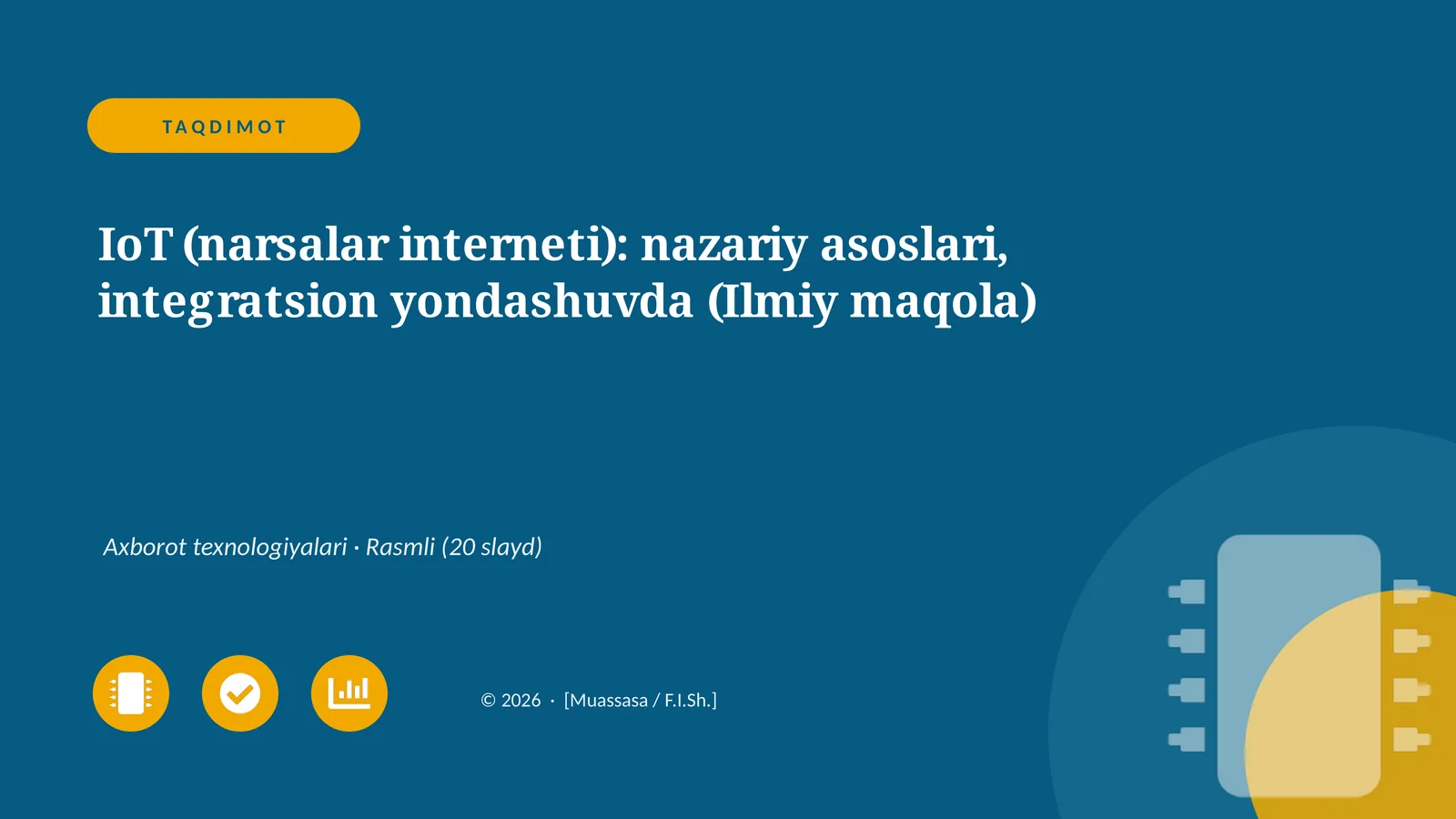 IoT (narsalar interneti): nazariy asoslari, integratsion yondashuvda (Ilmiy maqola)