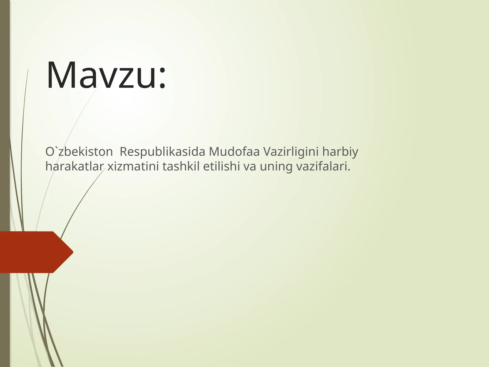 Harbiy Harakatlar Organlarining Tashkil Topishi