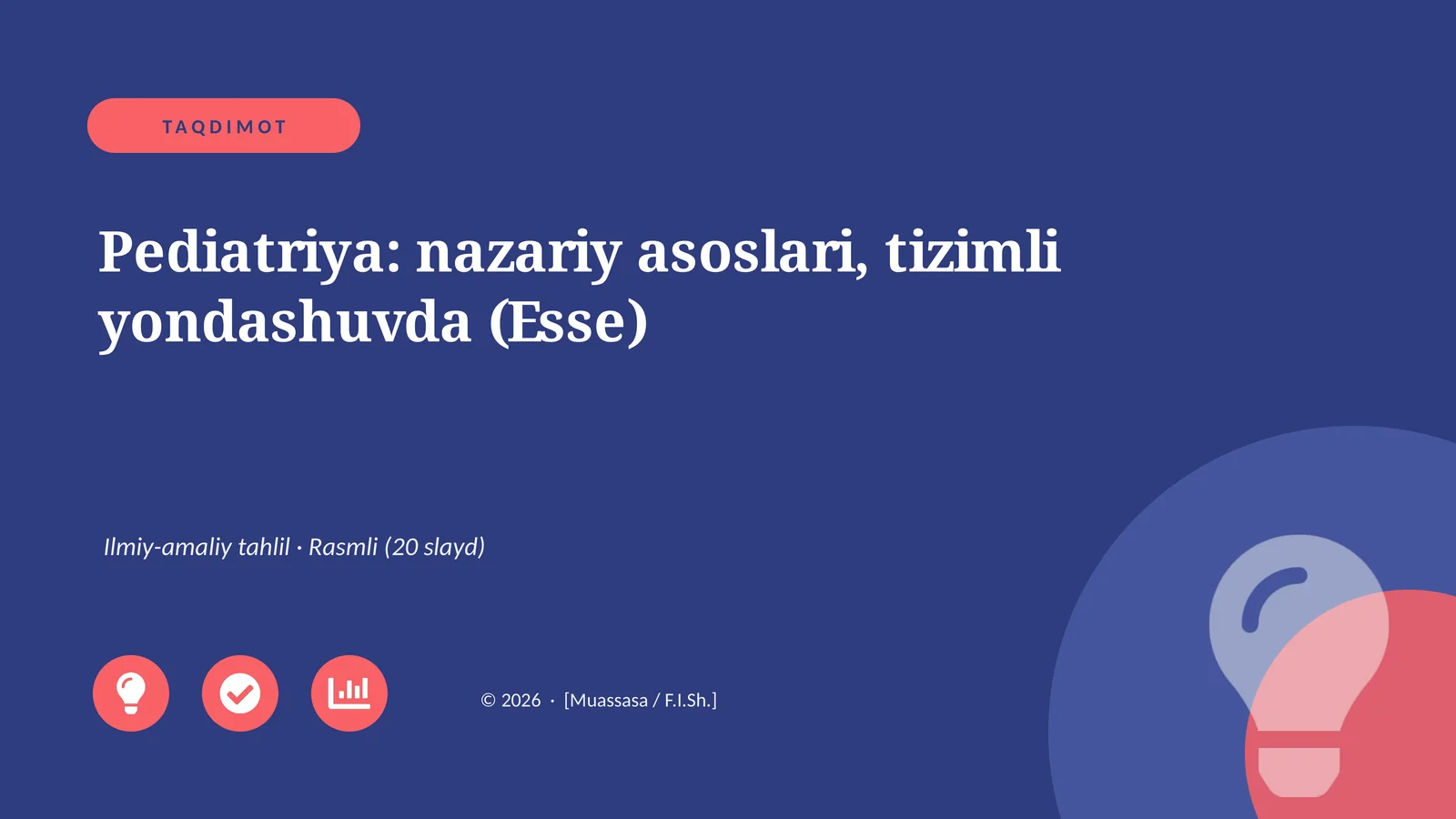 Pediatriya: nazariy asoslari, tizimli yondashuvda (Esse)