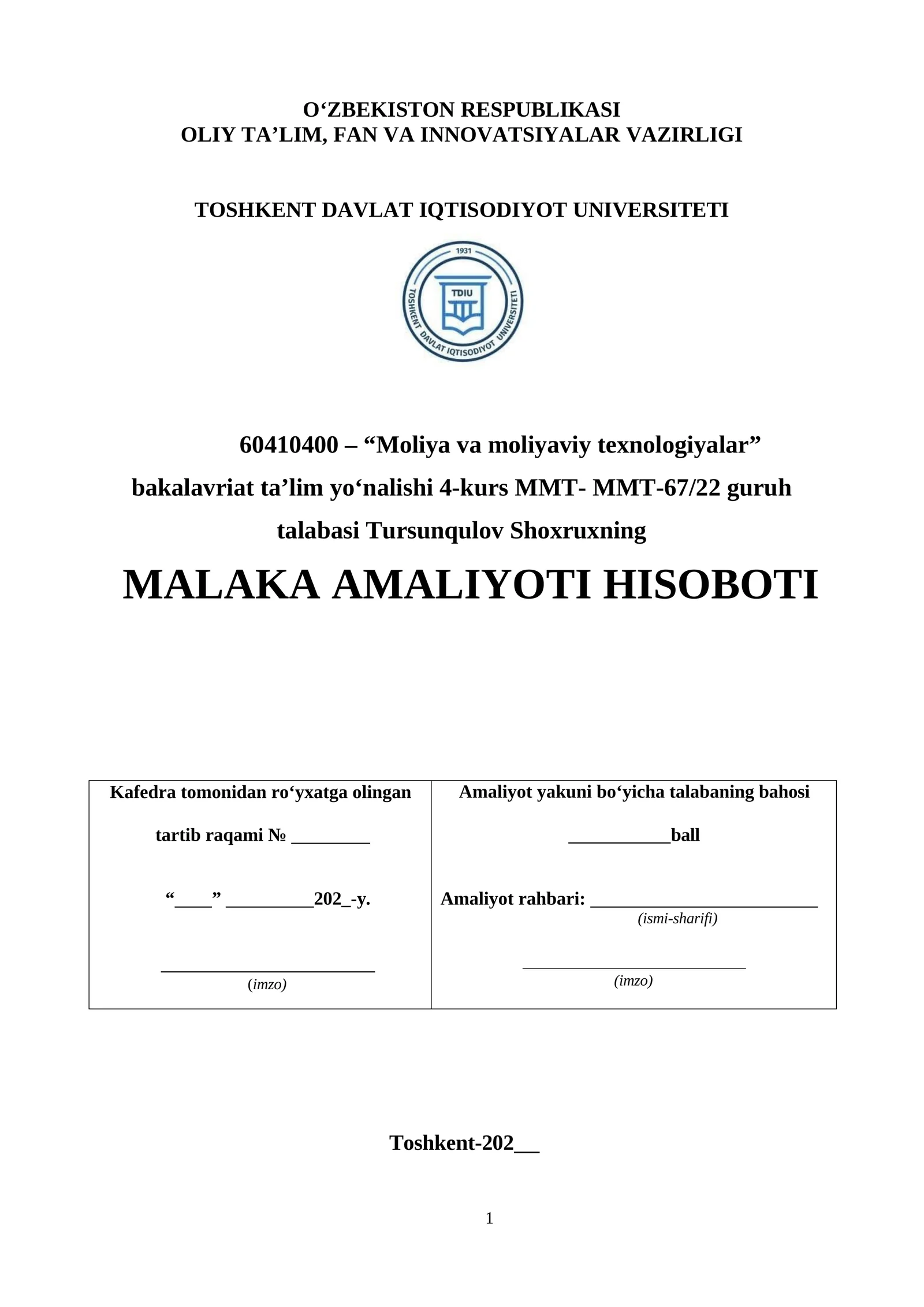 XATB Davrbank AMALIYOTI HISOBOTI