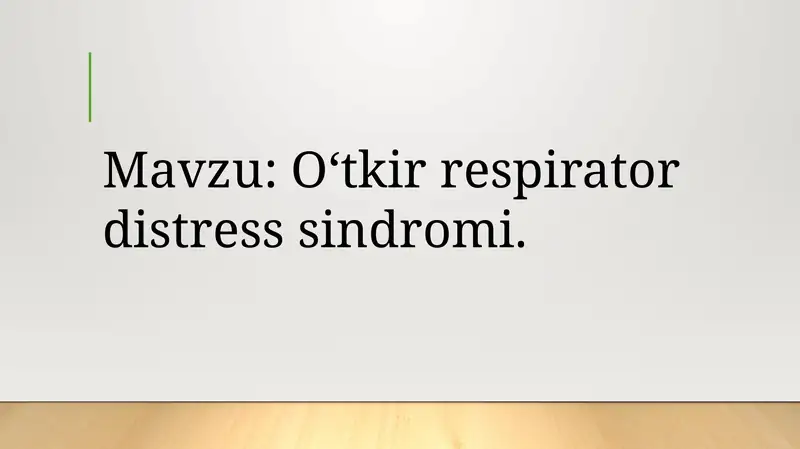 Oʻtkir Respirator Distress Sindrom