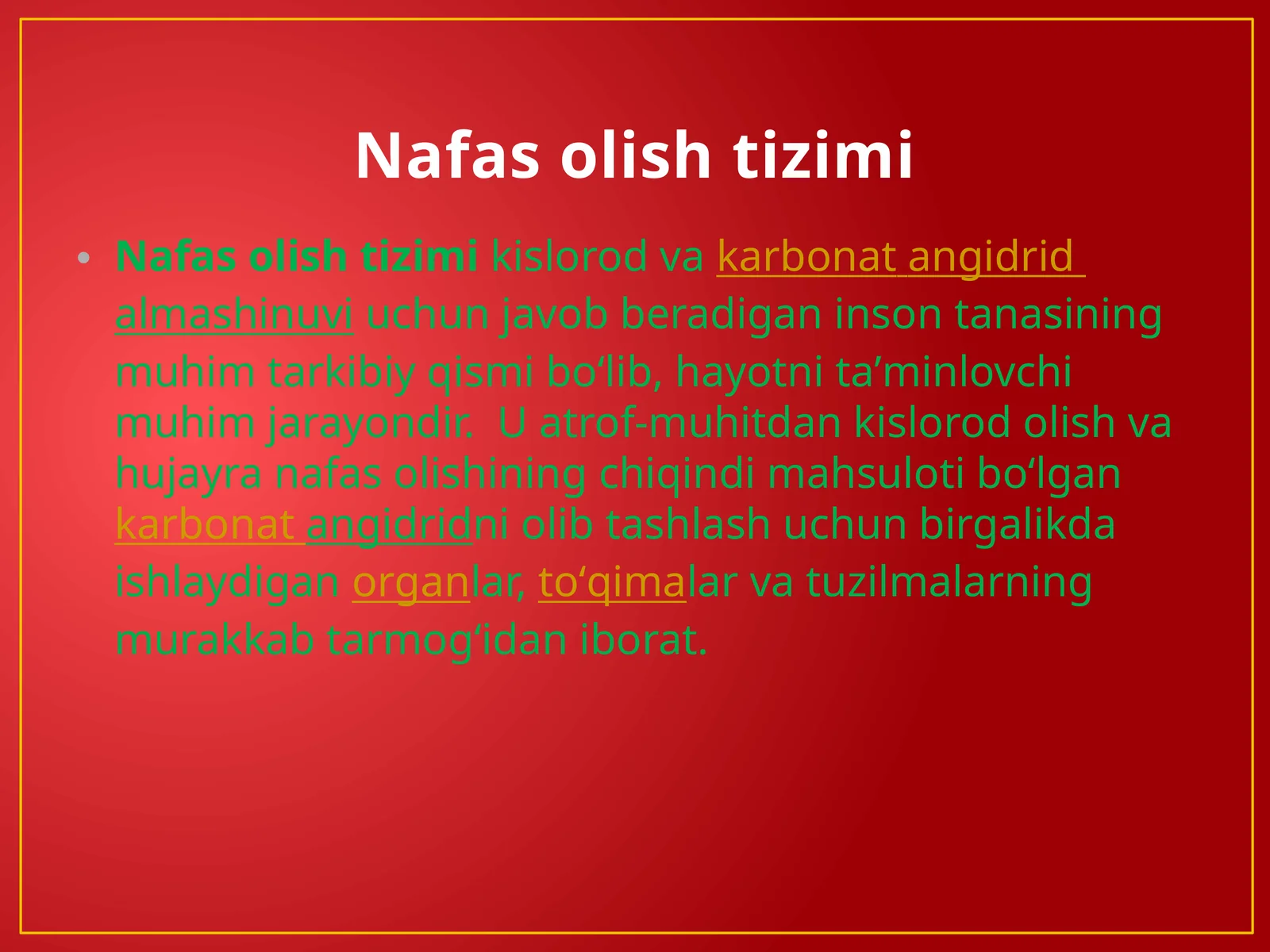 Nafas olish tizimi