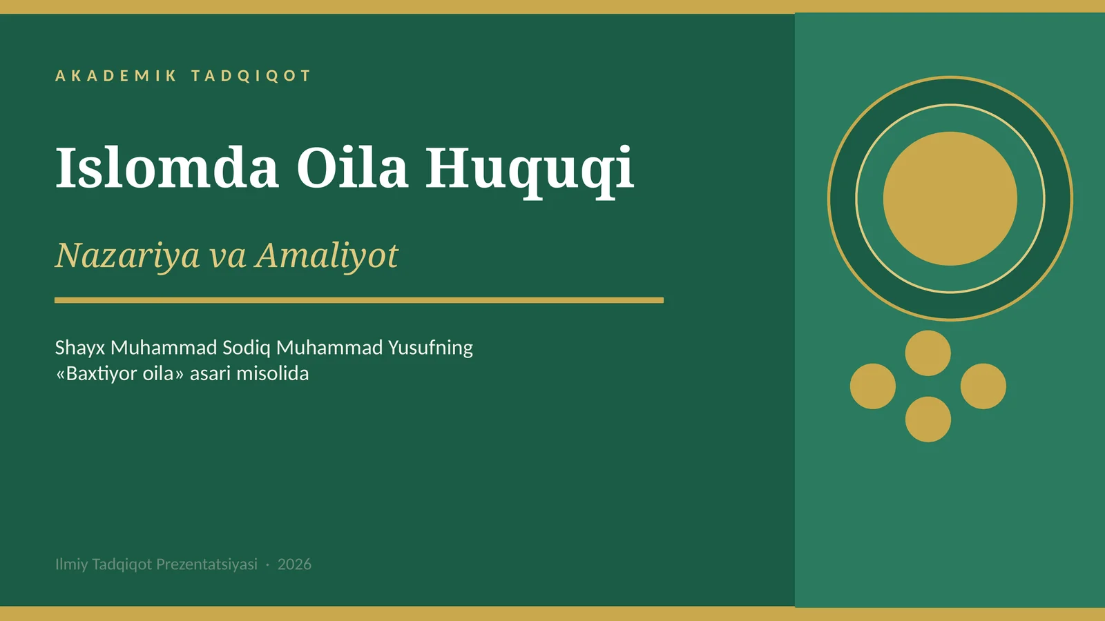 Islomda Oila Huquqi Nazariya va Amaliyot