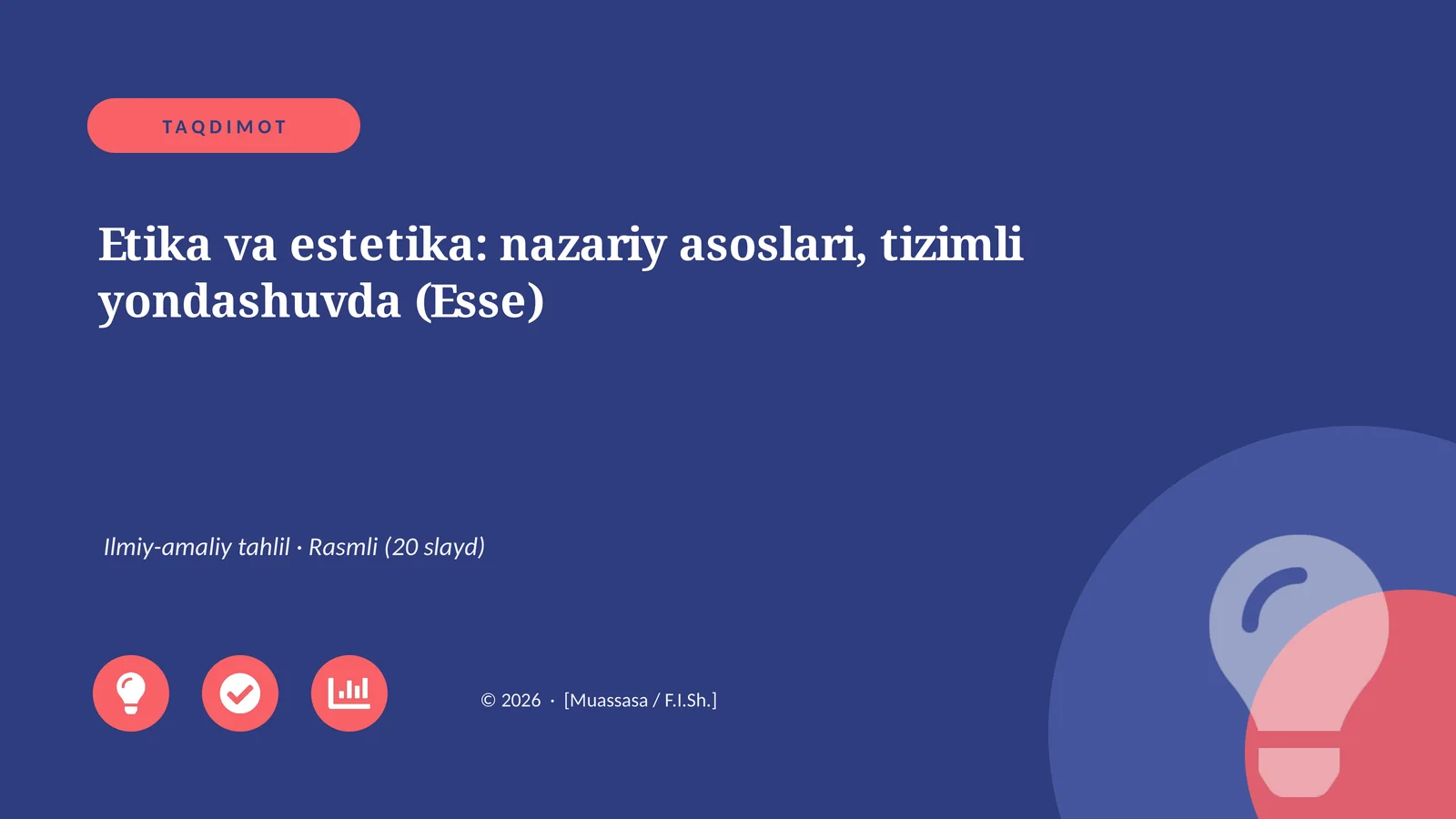 Etika va estetika: nazariy asoslari, tizimli yondashuvda (Esse)