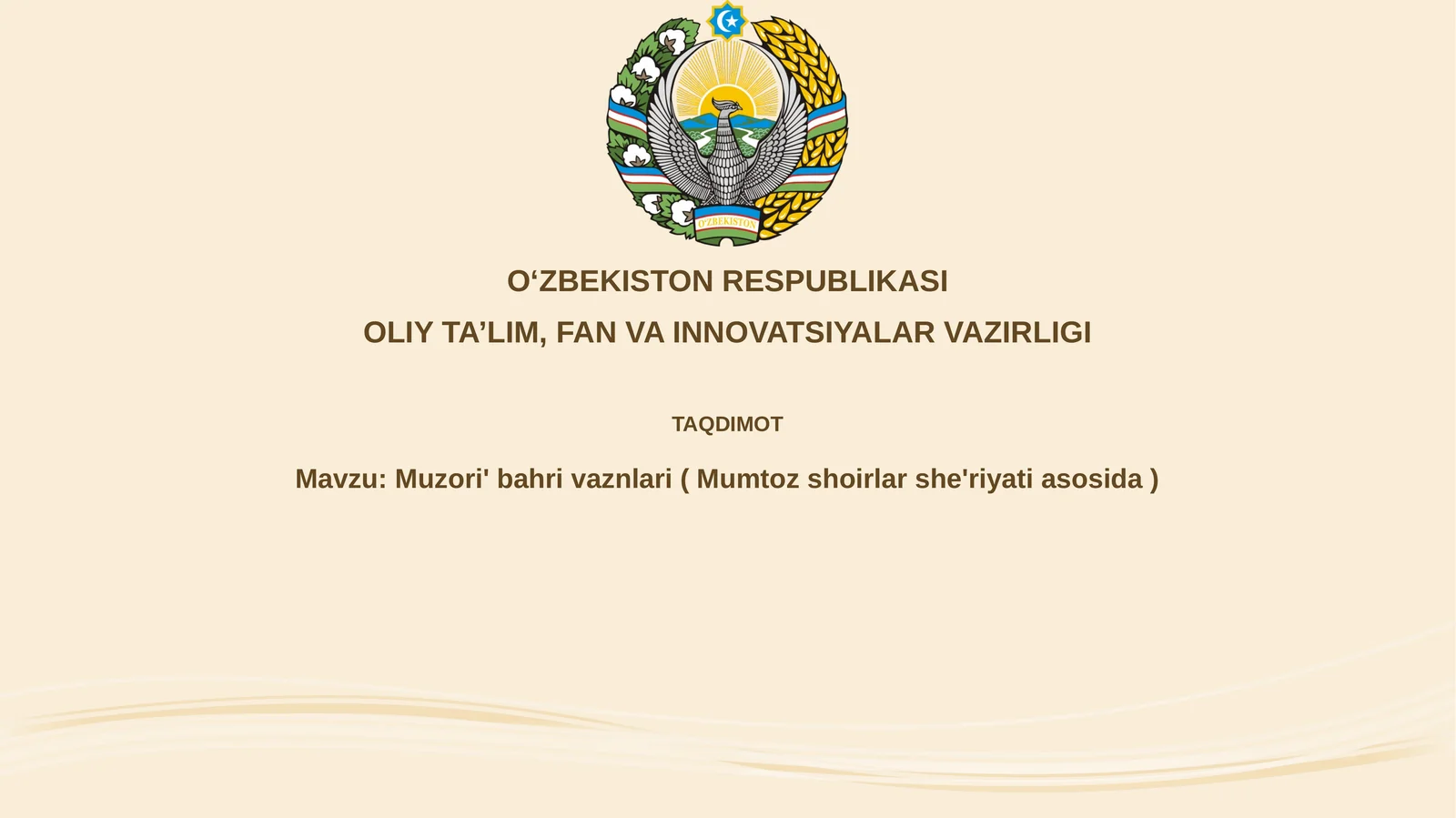 Muzori'bahrivaznlari(Mumtozshoirlarshe'riyatiasosida)