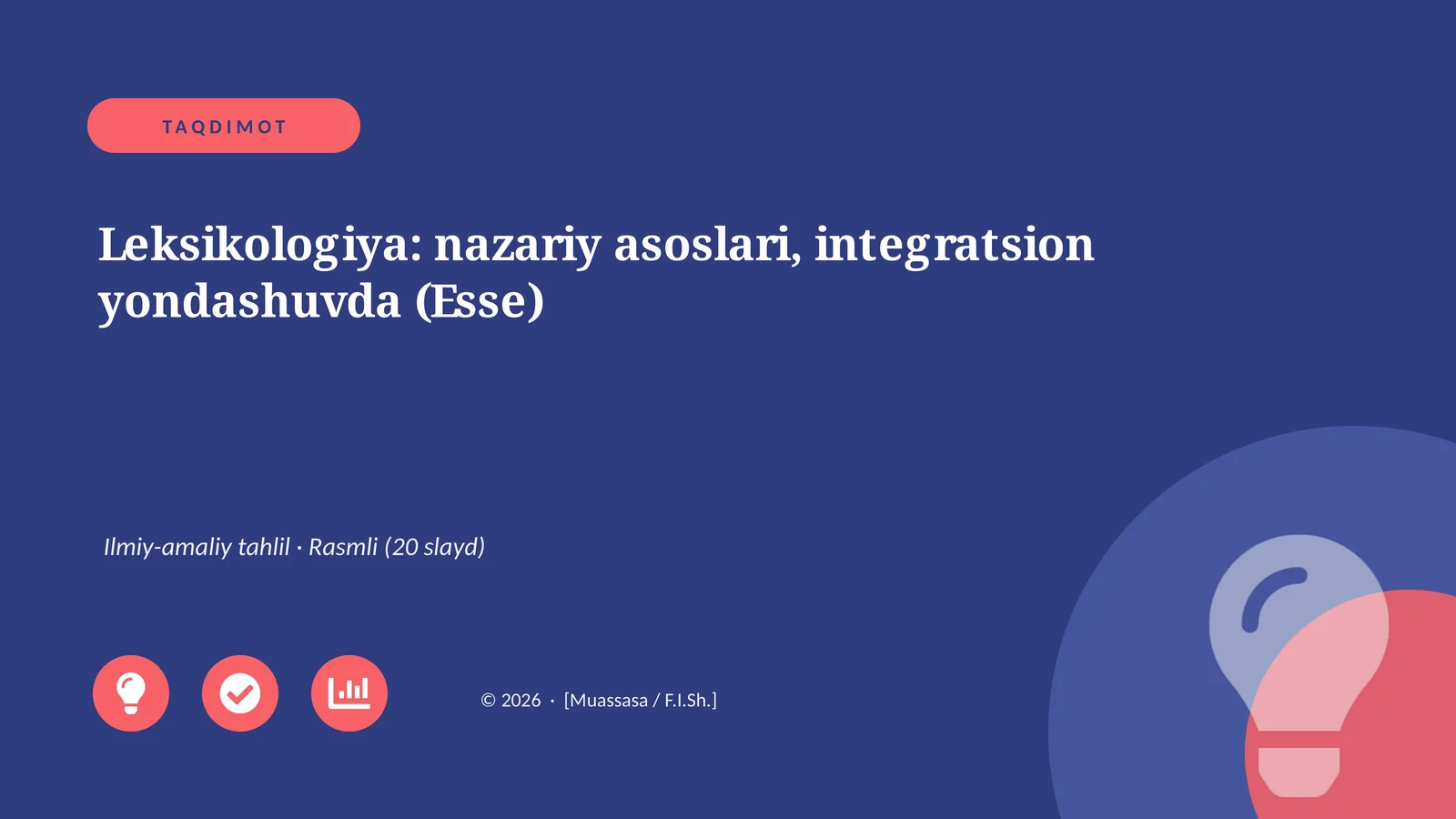 Leksikologiya: nazariy asoslari, integratsion yondashuvda (Esse)