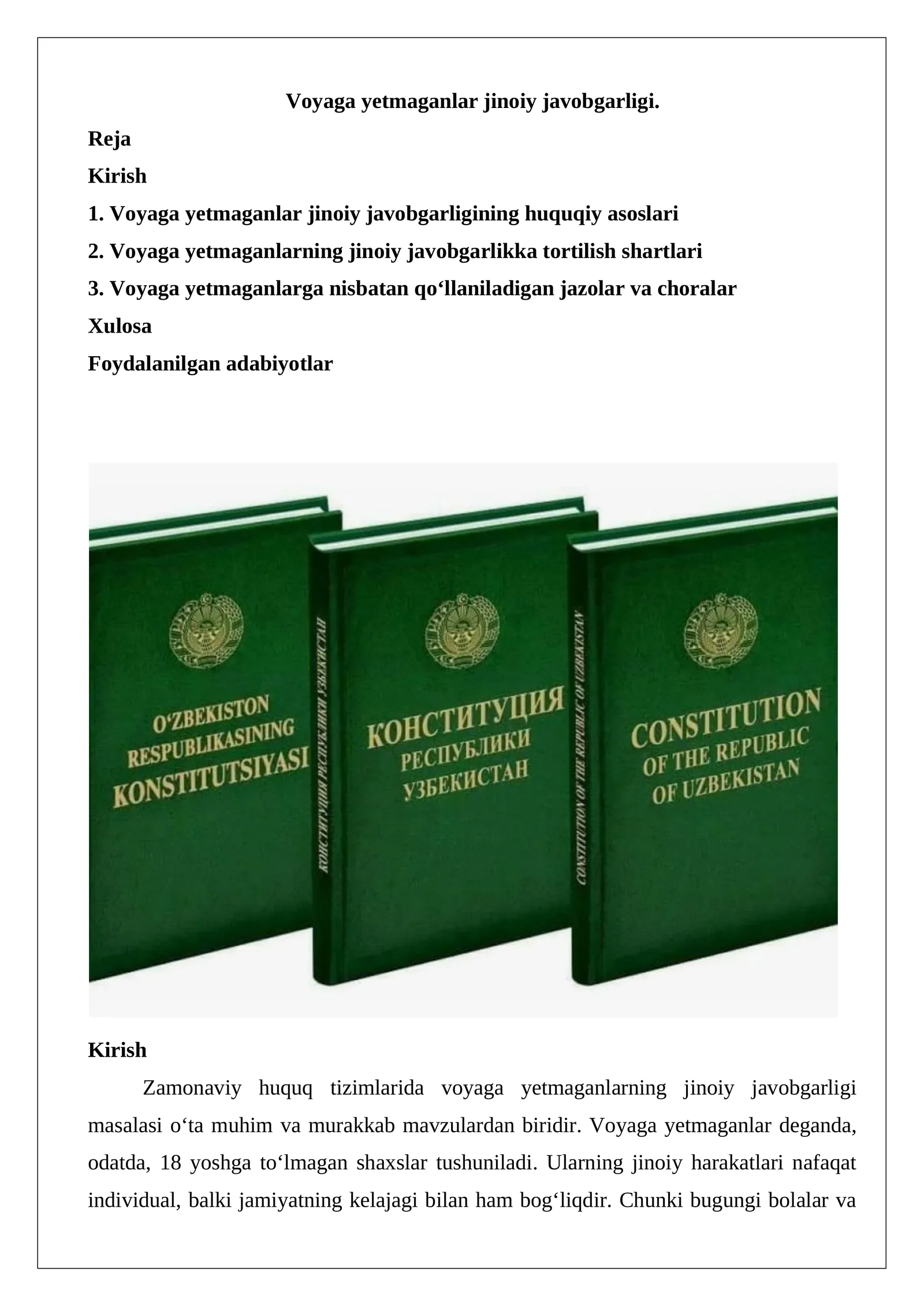 Voyaga yetmaganlar jinoiy javobgarligi