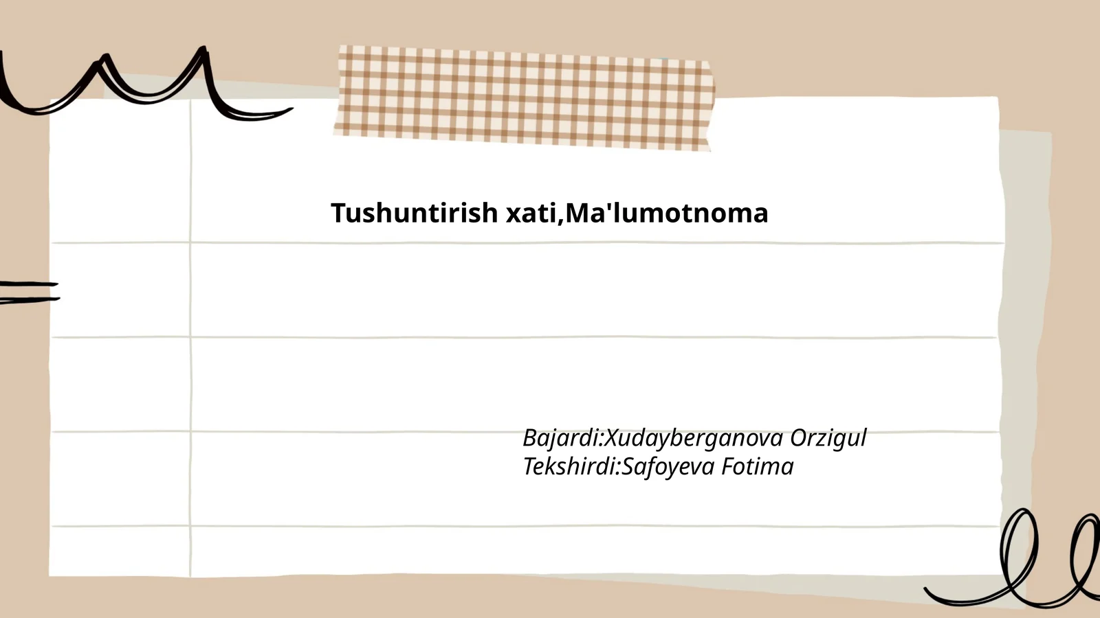 Tushuntirish xati,Ma'lumotnoma