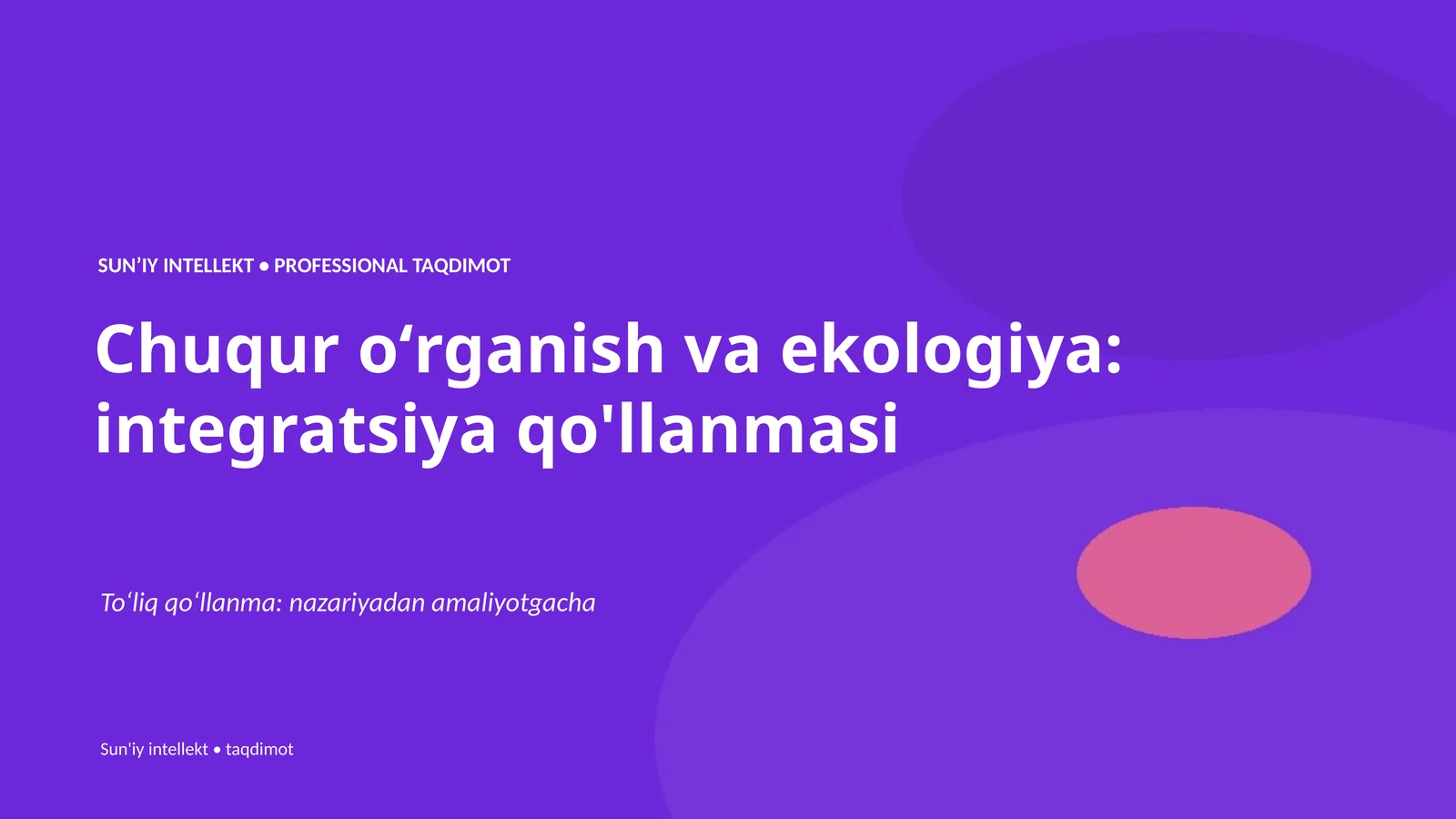 Chuqur oʻrganish va ekologiya: integratsiya qo'llanmasi