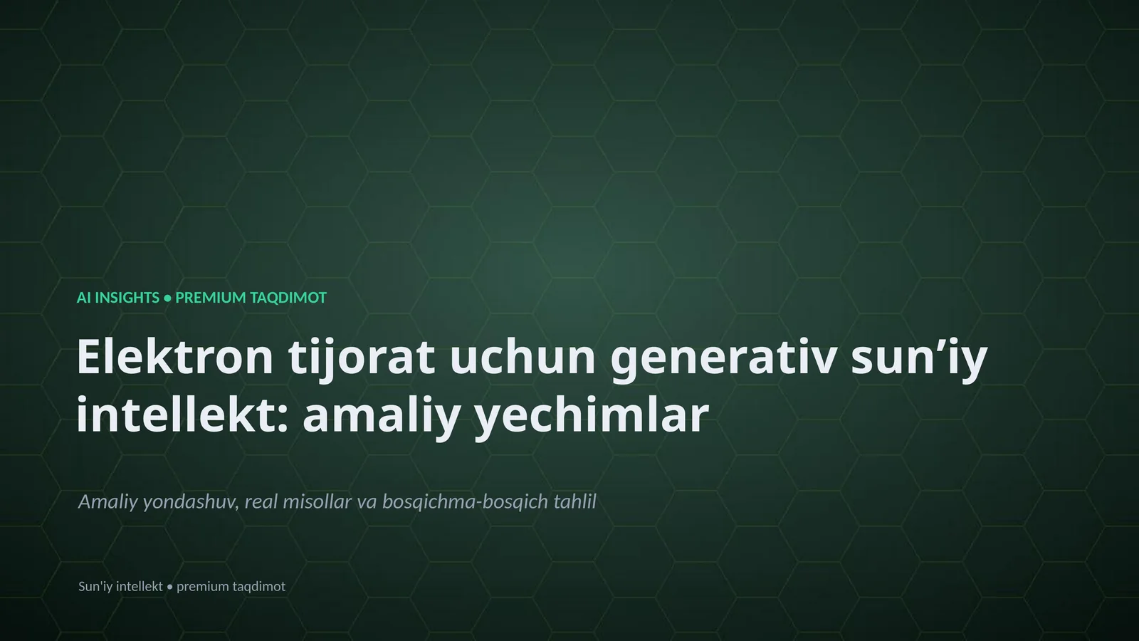 Elektron tijorat uchun generativ sunʼiy intellekt: amaliy yechimlar