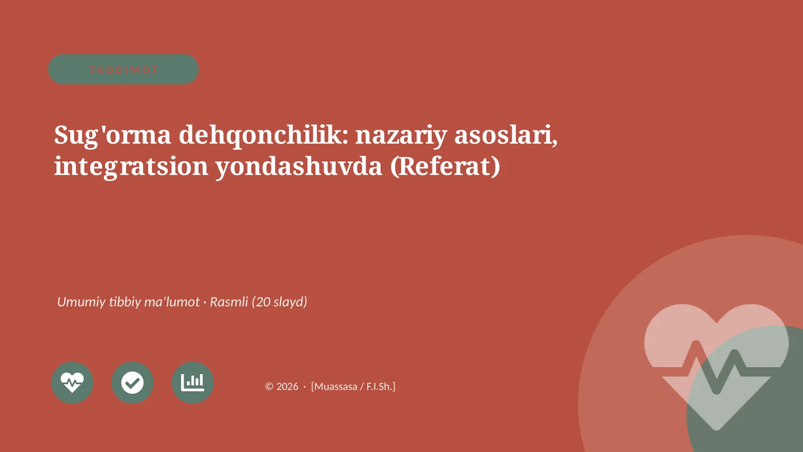 Sug'orma dehqonchilik: nazariy asoslari, integratsion yondashuvda (Referat)