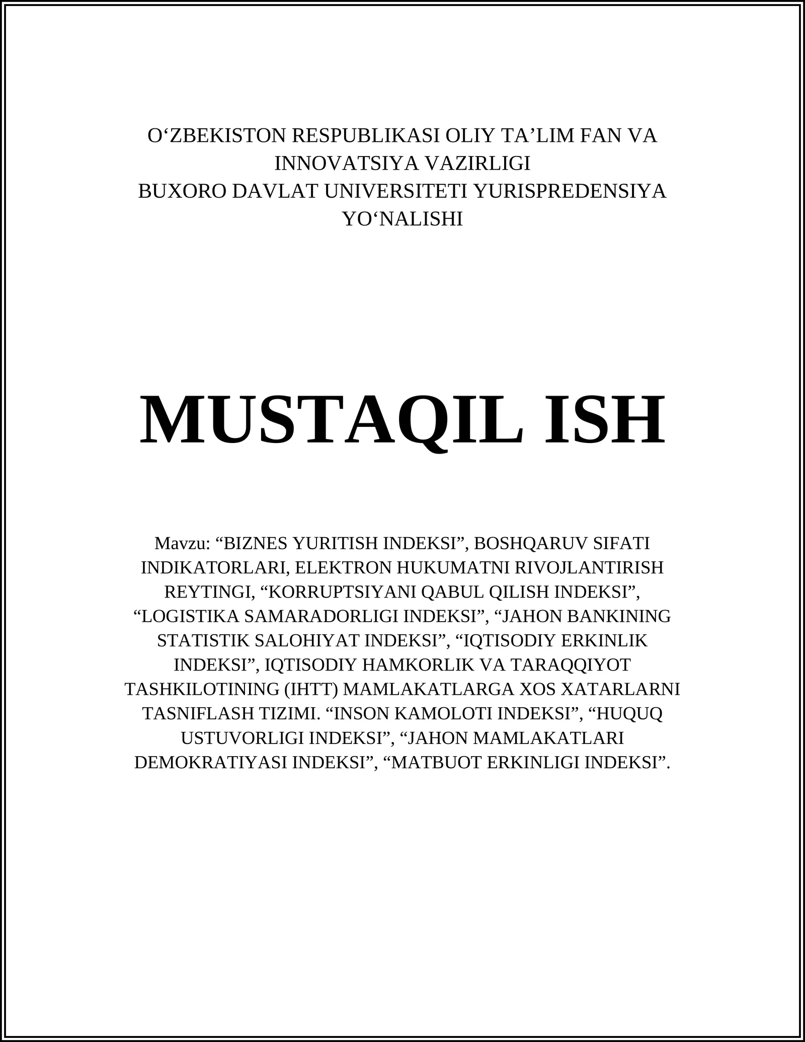 Biznes yuritish indeksi