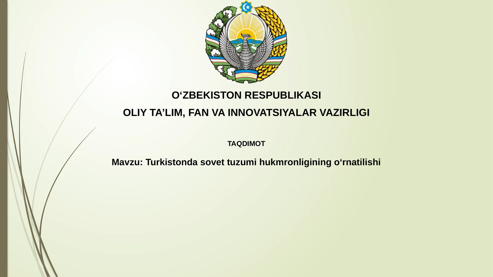 Turkistondasovettuzumihukmronliginingo‘rnatilishi