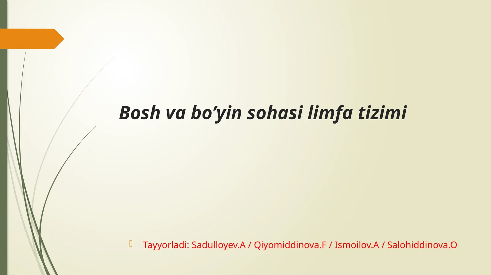 Bosh va bo’yin sohasi limfa tizimi.