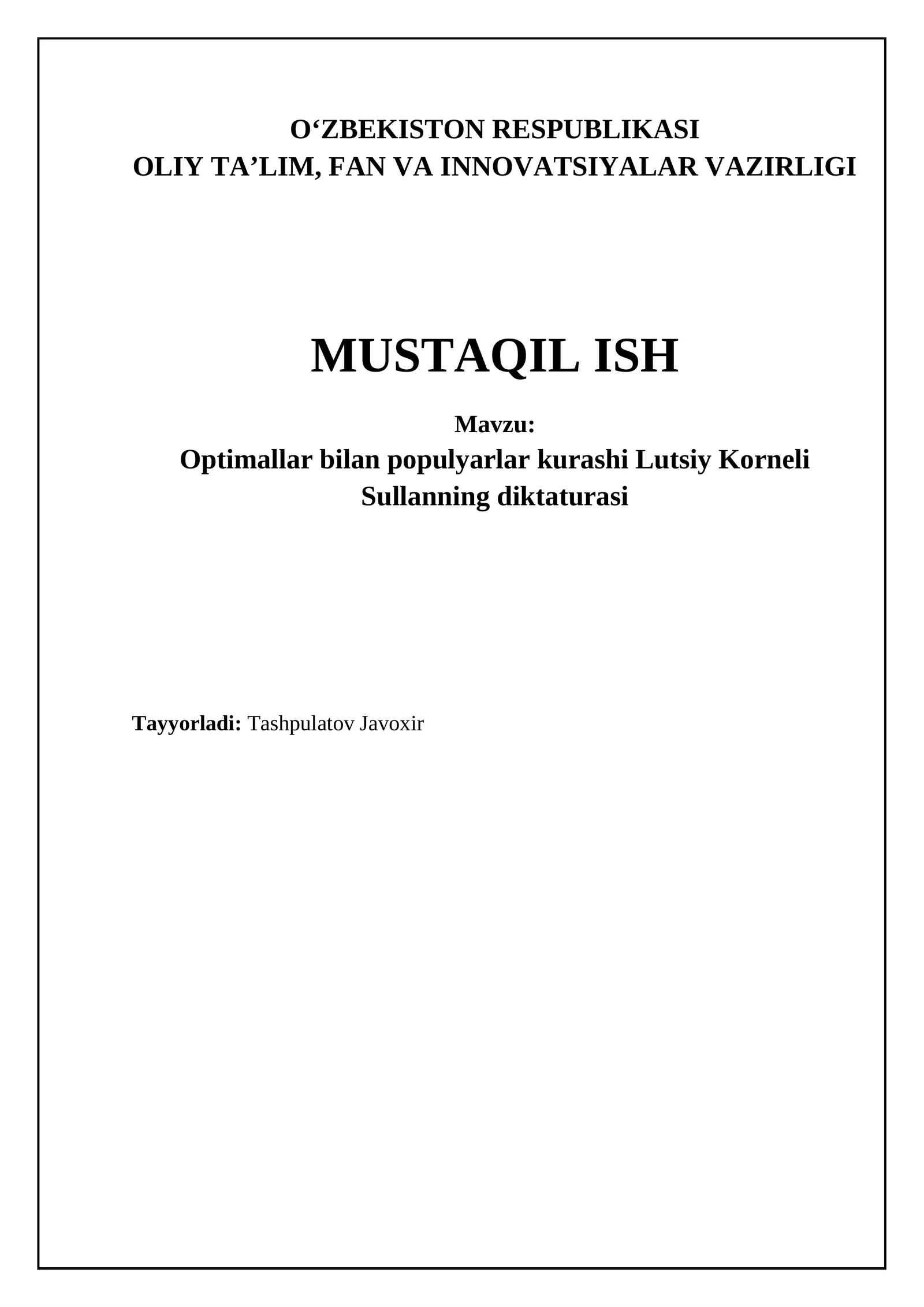 Optimallar bilan populyarlar kurashi Lutsiy Korneli Sullanning diktaturasi