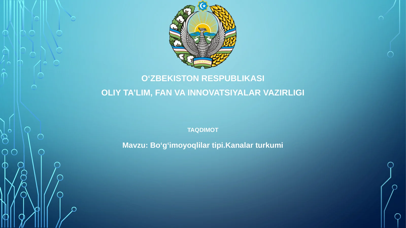 Boʻgʻimoyoqlilartipi.Kanalarturkumi