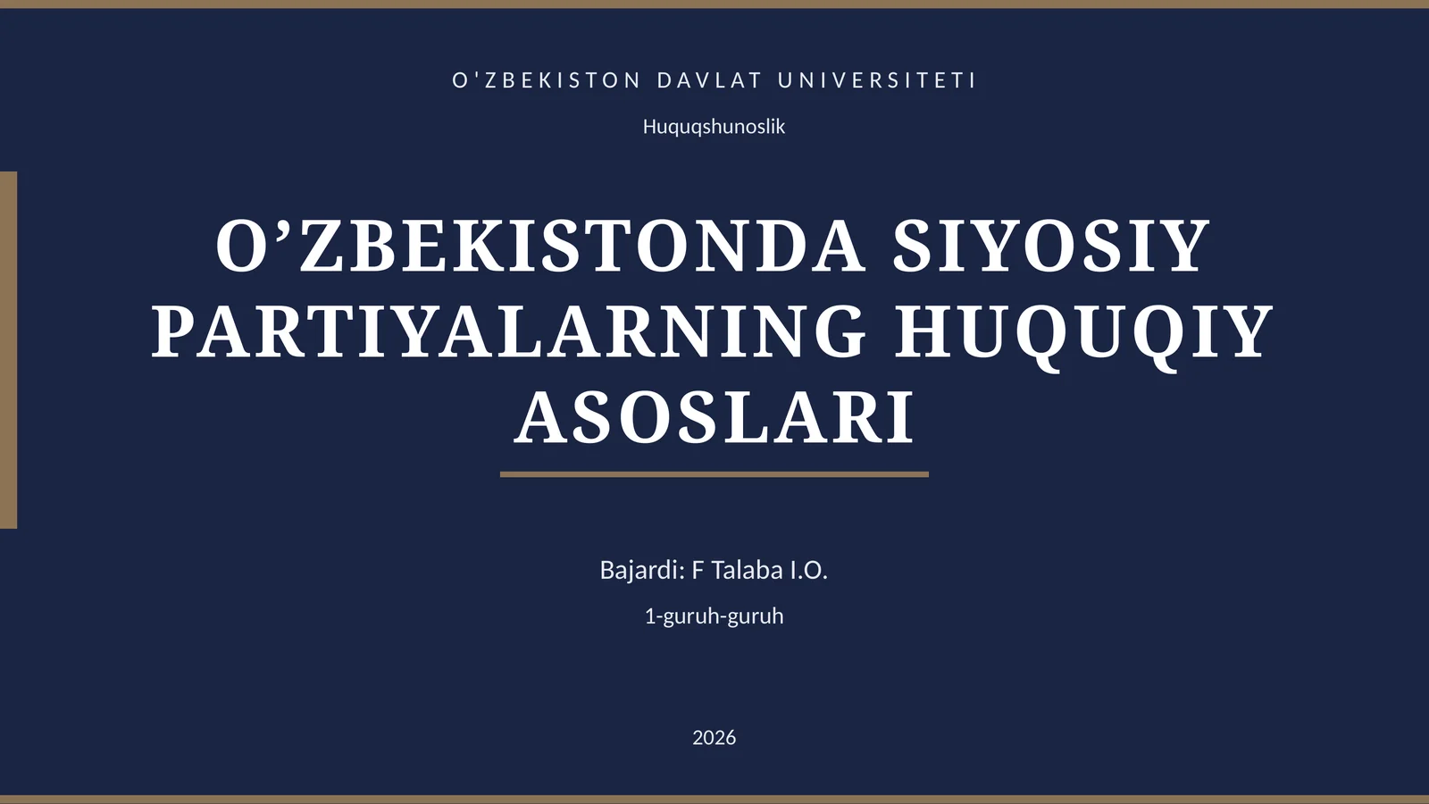 O’ZBEKISTONDA SIYOSIY PARTIYALARNING HUQUQIY ASOSLARI