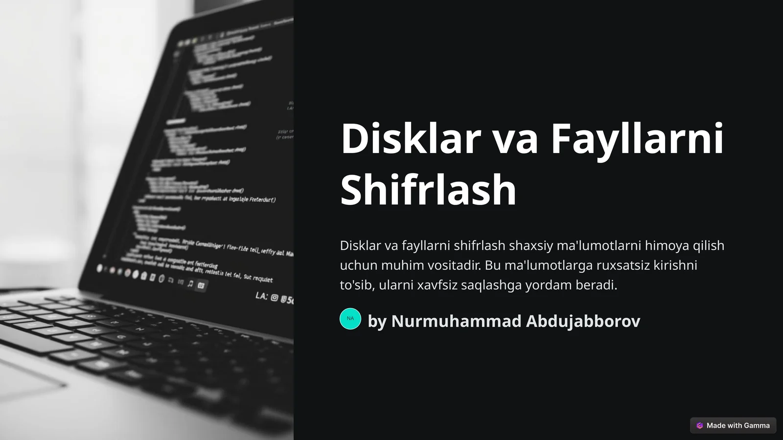 Disklar va Fayllarni Shifrlash