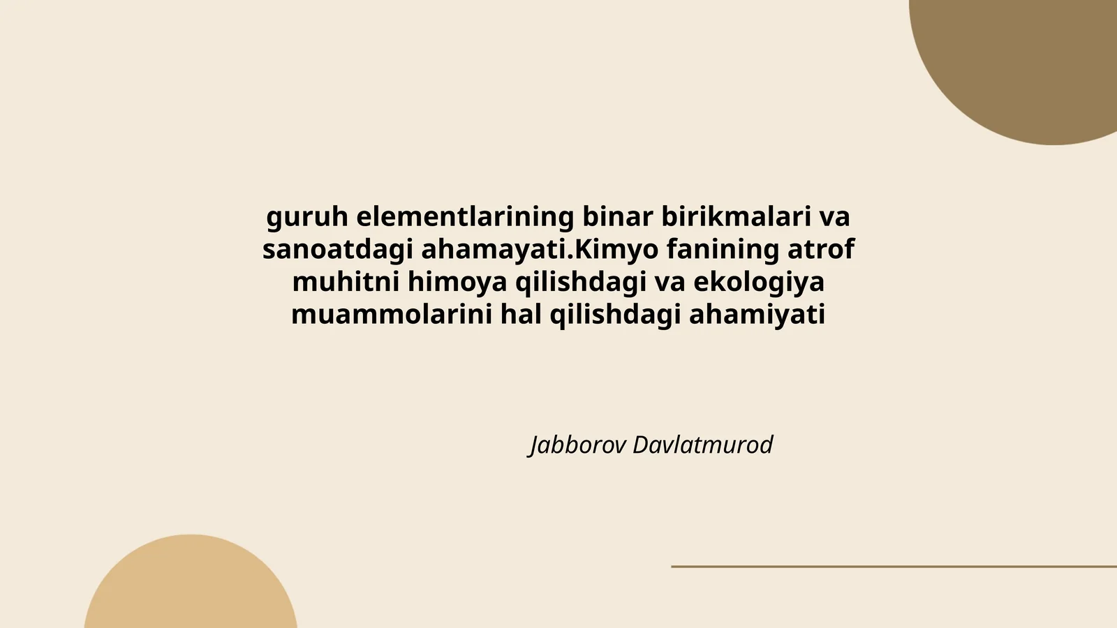 guruh elementlarining binar birikmalari va sanoatdagi ahamayati