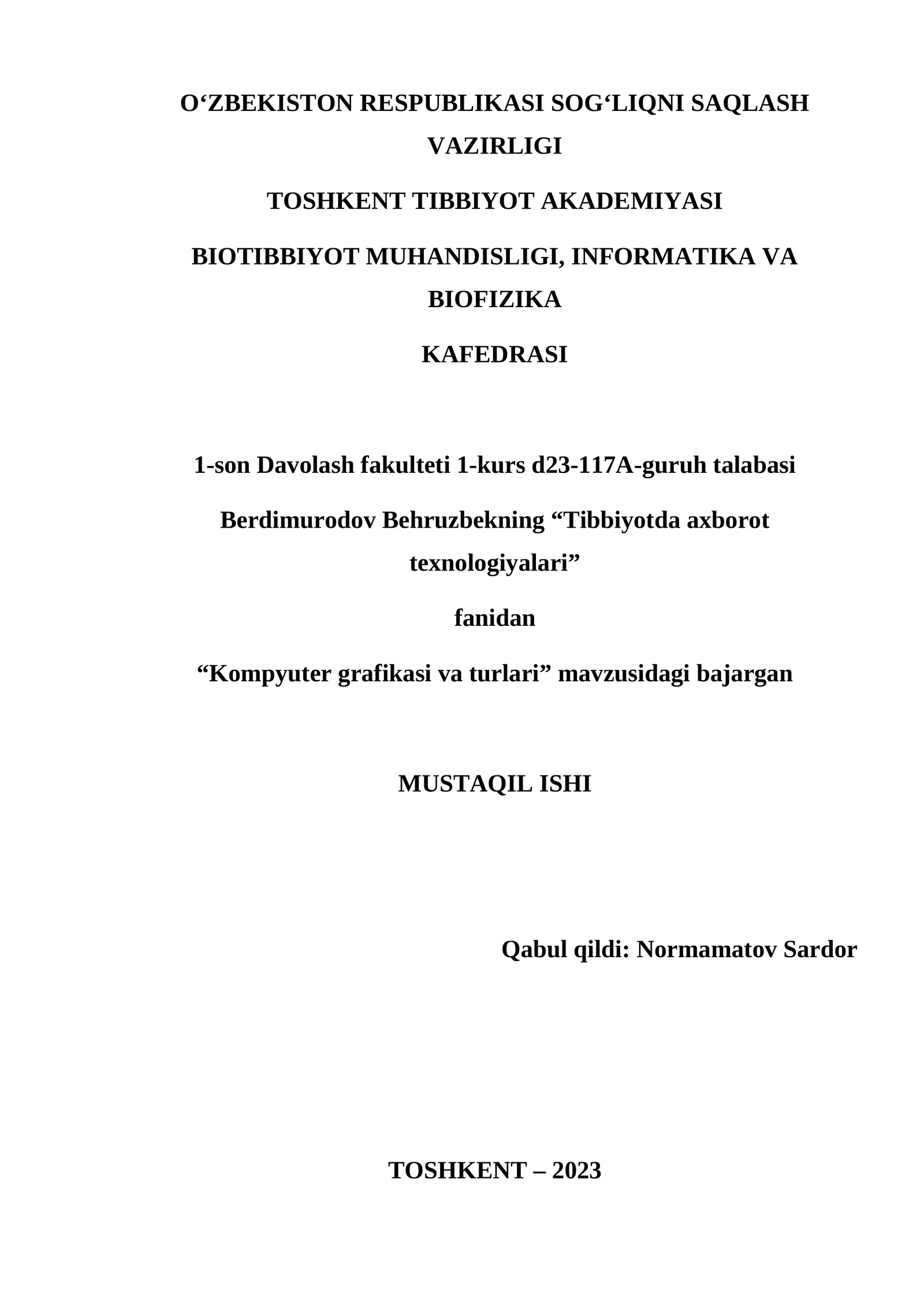 Kompyuter grafikasi va turlari