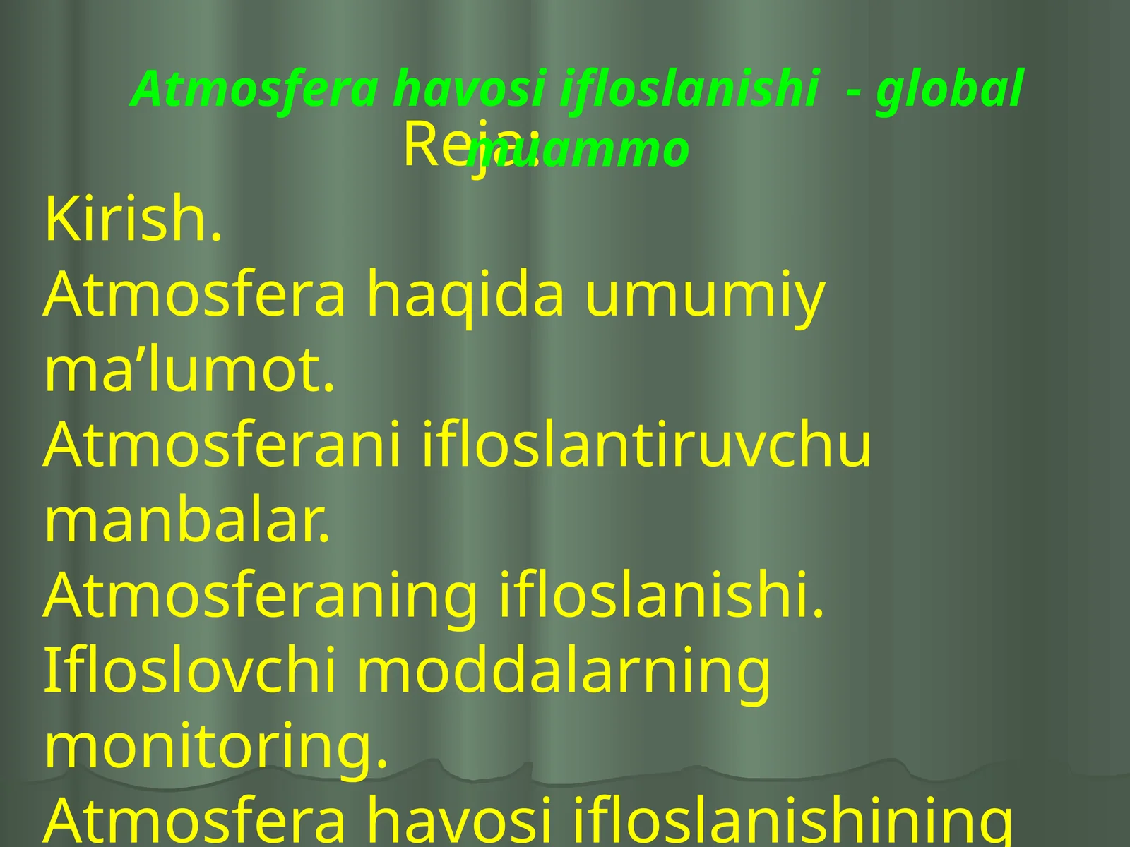 Atmosfera va havo ifloslanishi
