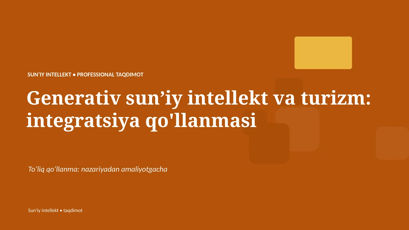 Generativ sun’iy intellekt va turizm: integratsiya qo'llanmasi