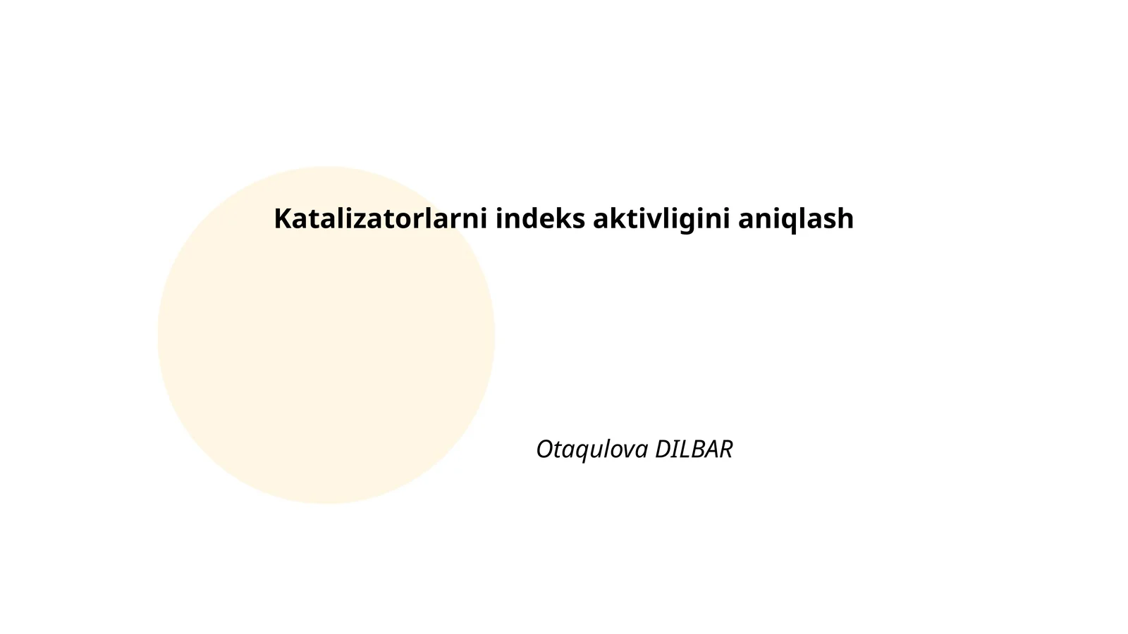 Katalizatorlarni indeks aktivligini aniqlash