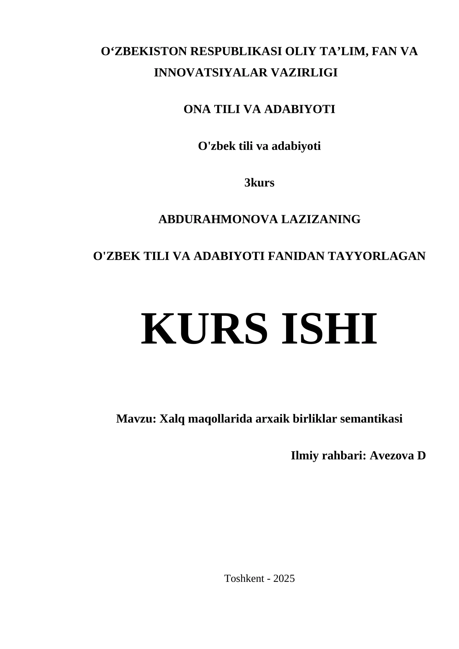 Xalq maqollarida arxaik birliklar semantikasi