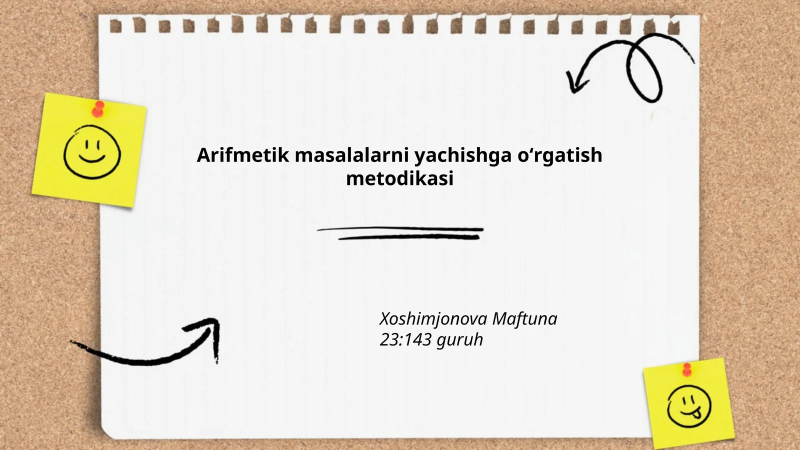 Arifmetik masalalarni yachishga oʻrgatish metodikasi