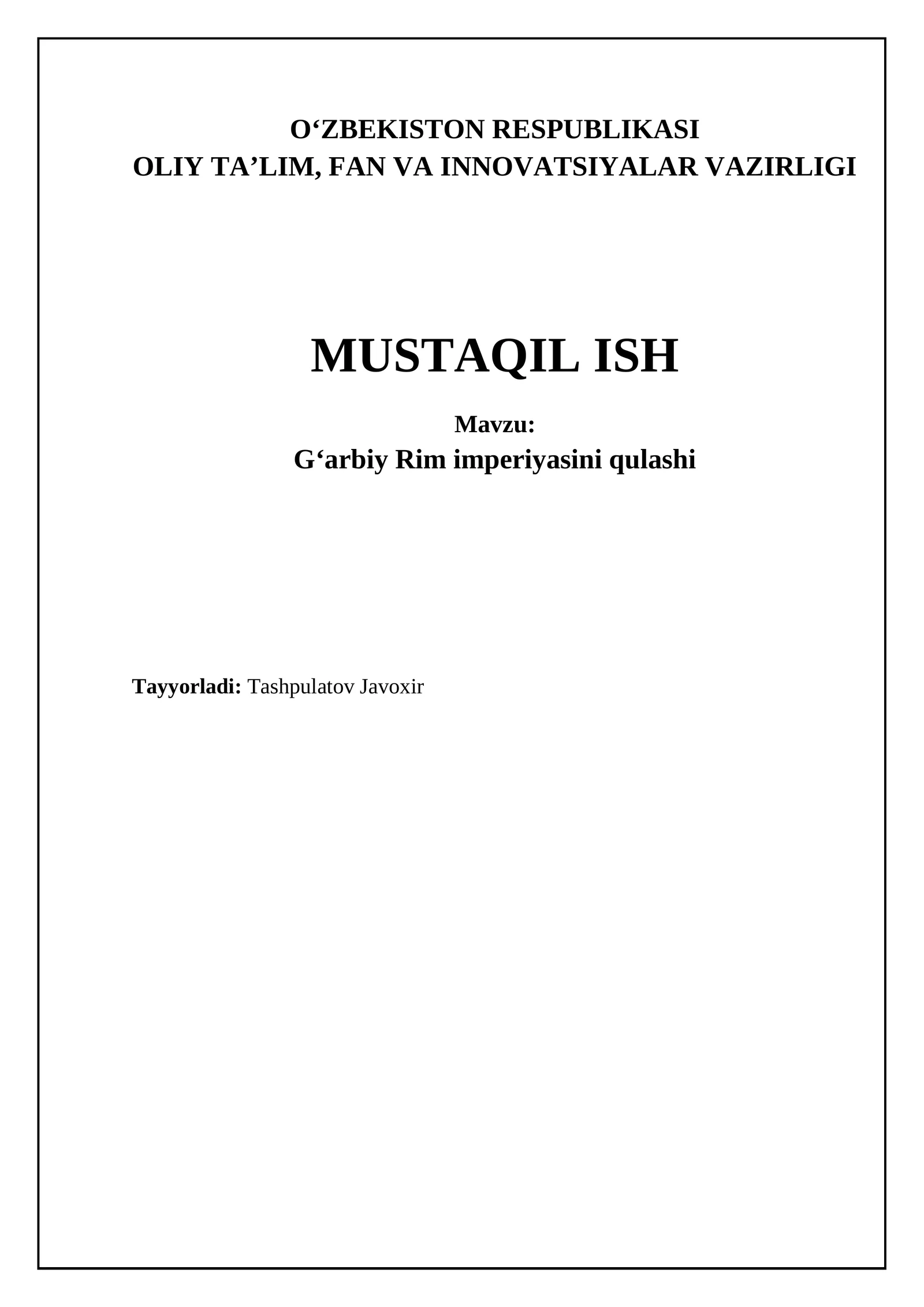 Gʻarbiy Rim imperiyasini qulashi