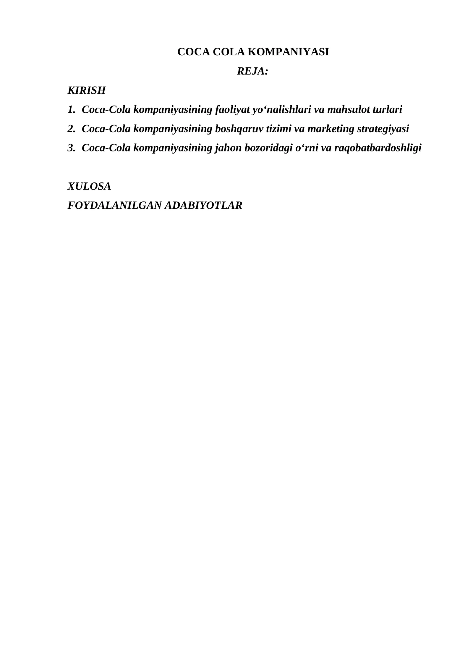 COCA COLA KOMPANIYASI