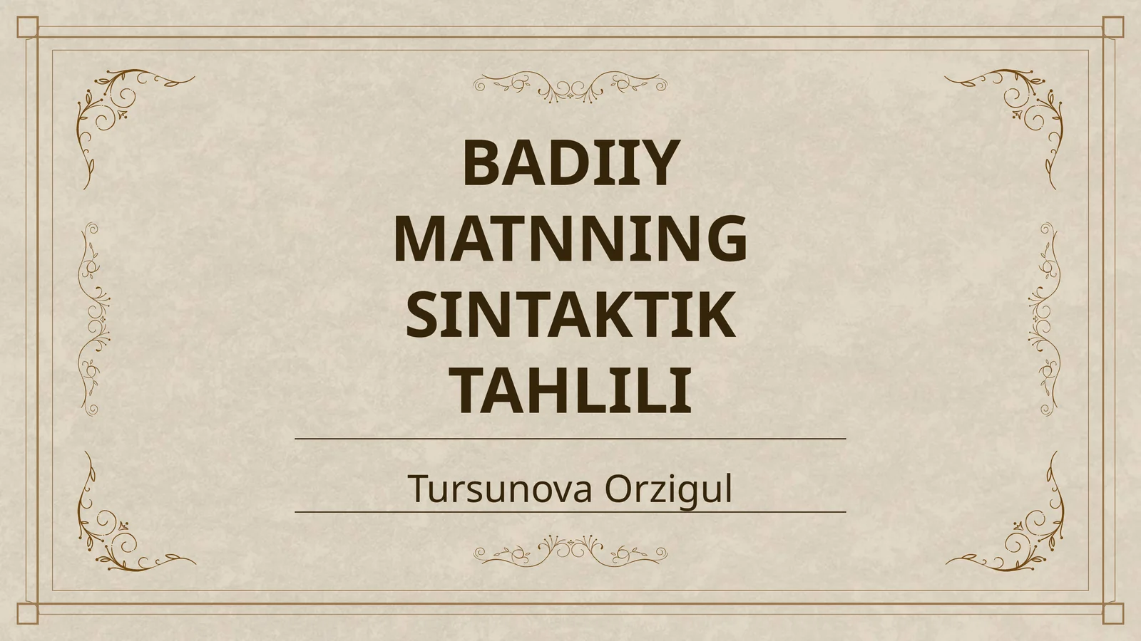 BADIIY MATNNING SINTAKTIK TAHLILI