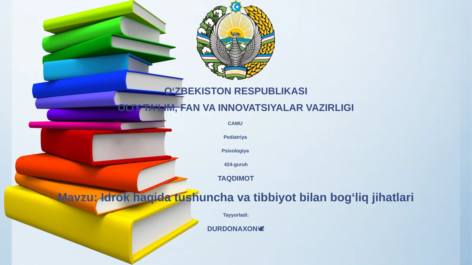 Idrok haqida tushuncha va tibbiyot bilan bogʻliq jihatlari