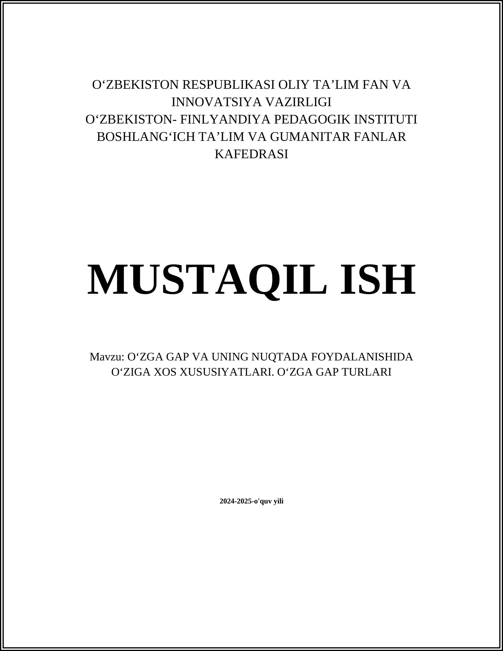Oʻzga gap va uning mohiyati