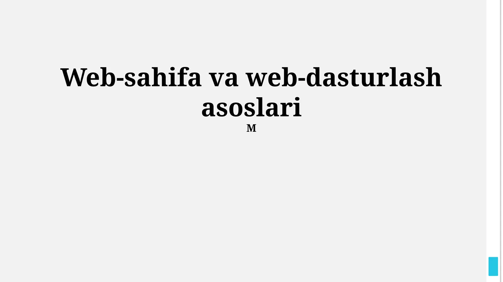 Web-sahifa va web-dasturlash asoslari