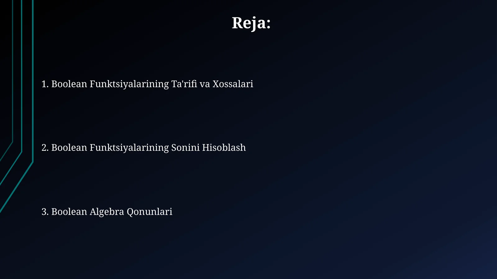 Boolean Funktsiyalarining Ta'rifi va Xossalari