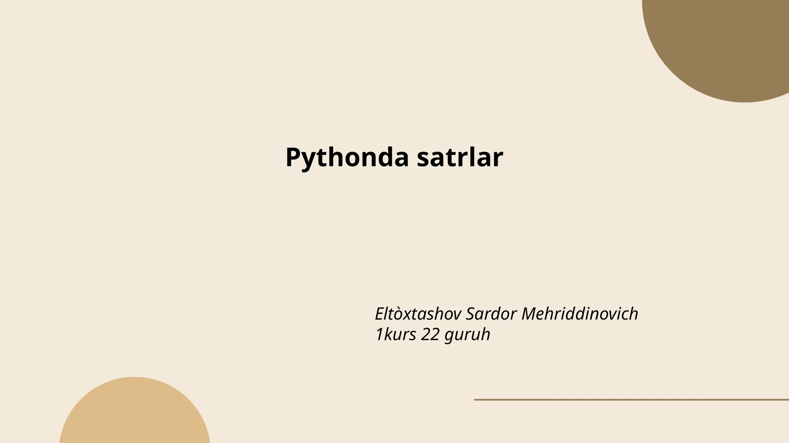 Pythonda satrlar